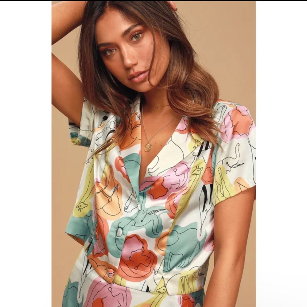 Lulus•Untamed Love White Satin blouse